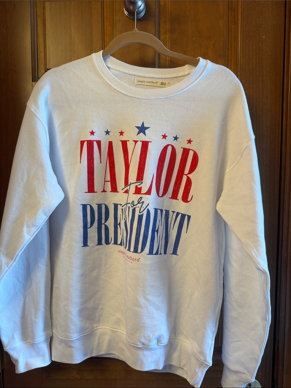 White SimplySouthern "Taylor for President" Graphic Sweatshirt